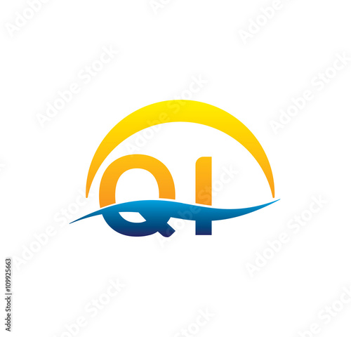 qi initial logo with waving swoosh