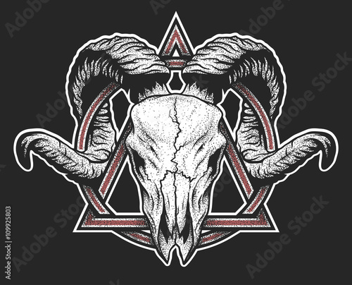 Ram skull with a geometric symbol.