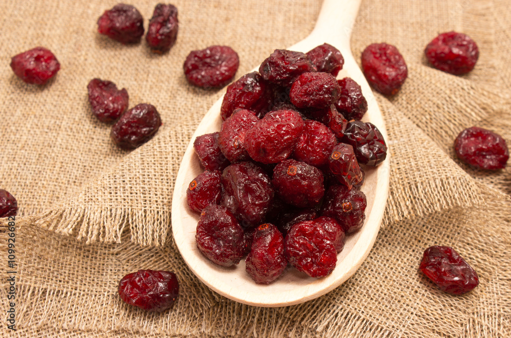 dried cranberries on canvas close up dried cranberries on canvas close up