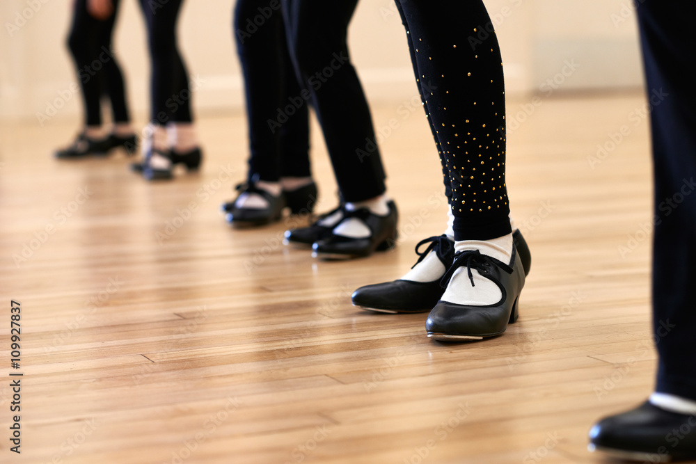 Close Up Of Feet In Children's Tap Dancing Class Close Up Of Feet In Children's Tap Dancing Class