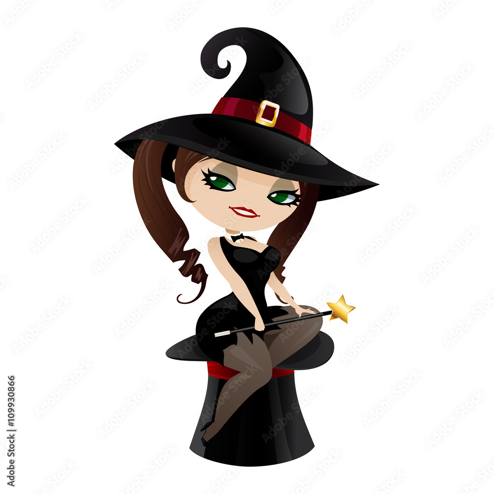 Witch isolated on white background.