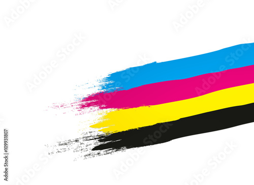 Vier Farbsteifen in CMYK auf wei  en Hintergrund