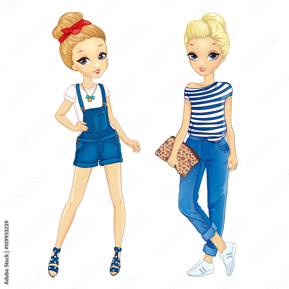 Two Girls Dressed In Denim Two Girls Dressed In Denim