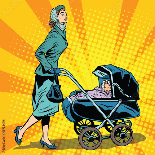 mom and stroller with baby