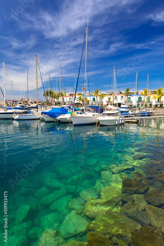 Marina of Puerto de Mogan, a small fishing port on Gran Canaria, Spain. photo
