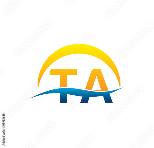 ta initial logo with waving swoosh