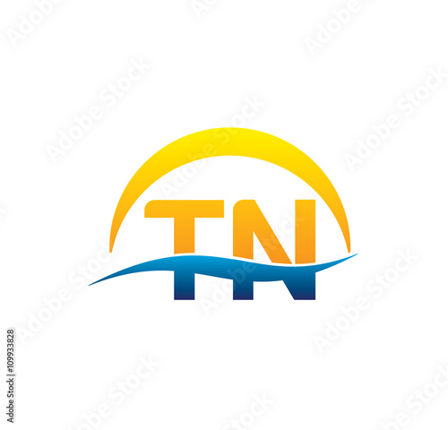 tn initial logo with waving swoosh