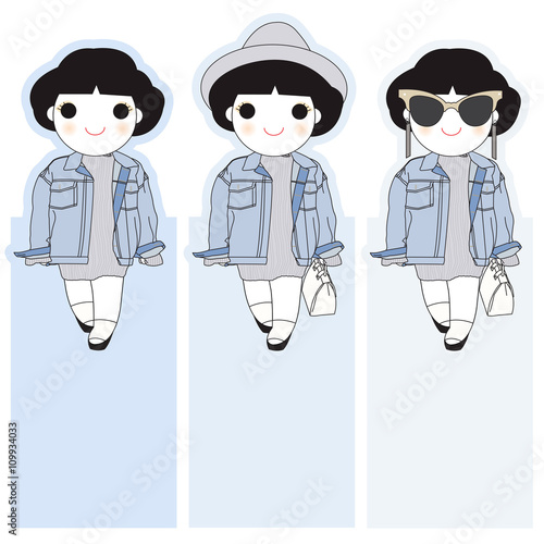 Mix And Match Fashionista Girl Character Paper Bookmark illustration