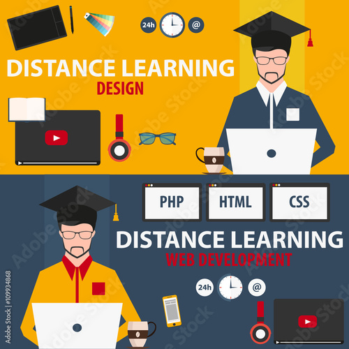 Distance learning. Set online education. Design, web development