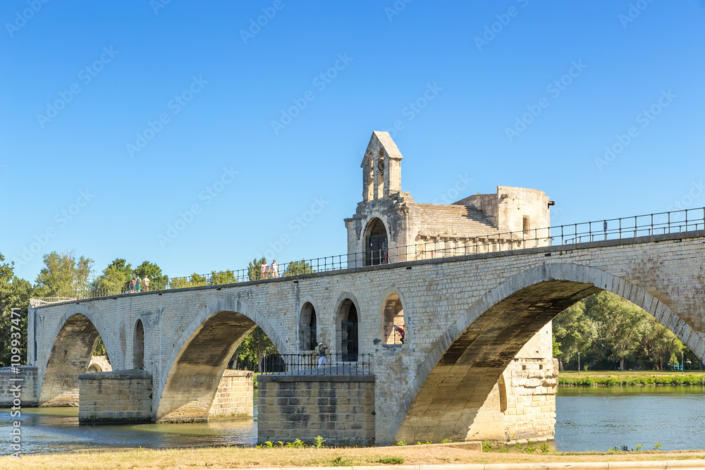 Avignon, France. A bridge with a chapel of St. Benedict (UNESCO list)