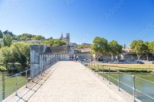 Avignon. View from the bridge of St. Benedict in the city walls and the Papal Palace (a UNESCO World Heritage Site)