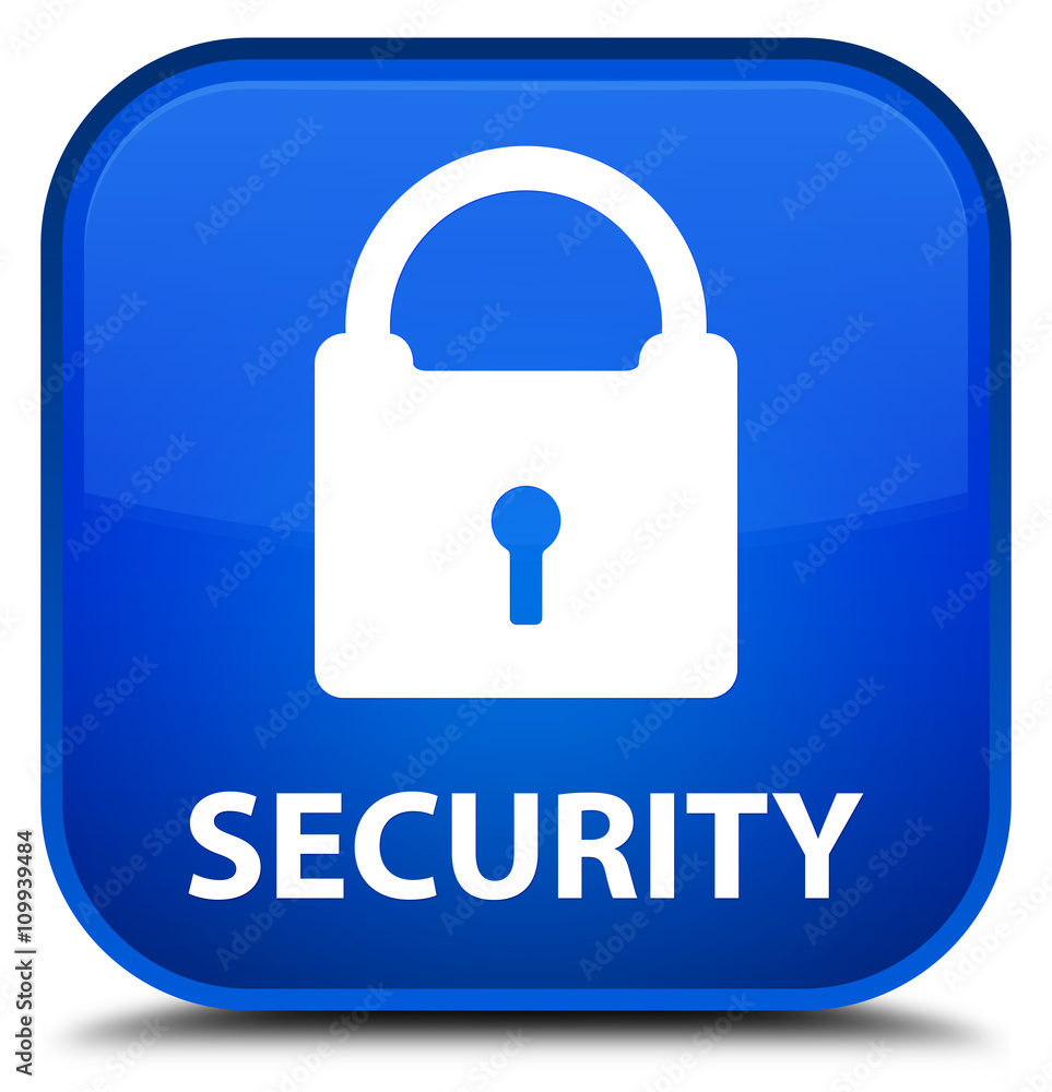 Security (padlock icon) blue square button Security (padlock icon) blue square button