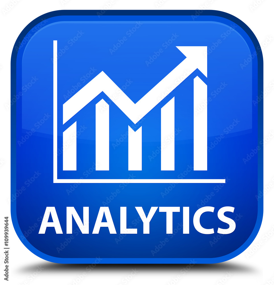 Analytics (statistics icon) blue square button Analytics (statistics icon) blue square button