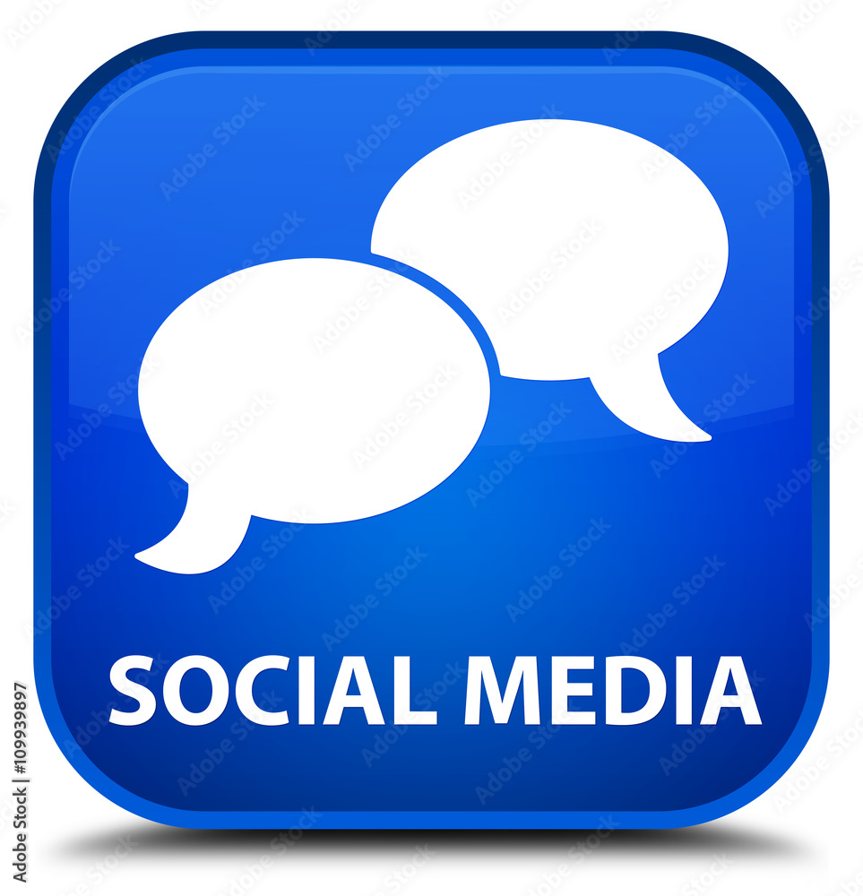 Social media (chat bubble icon) blue square button Social media (chat bubble icon) blue square button
