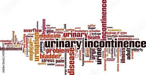 Urinary incontinence word cloud concept. Vector illustration