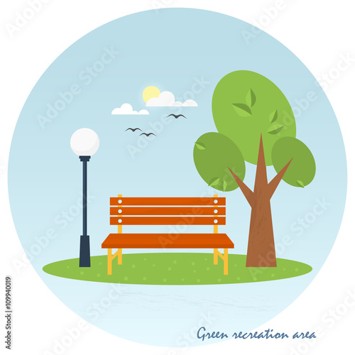 Park design vector flat illustration.