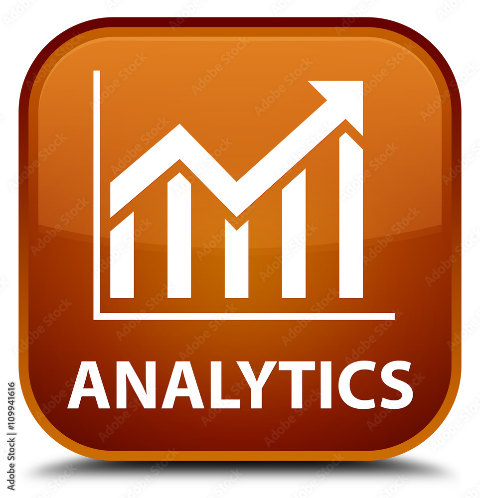 Analytics (statistics icon) brown square button Analytics (statistics icon) brown square button