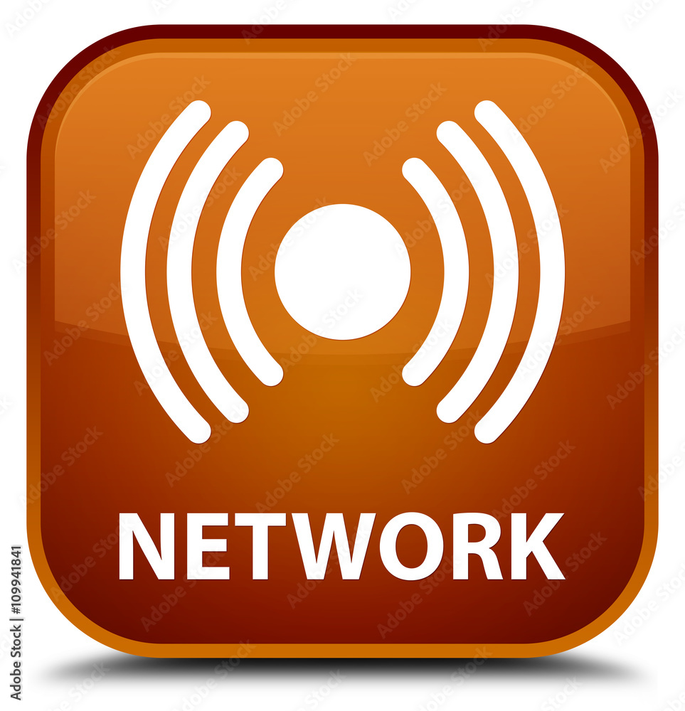 Network (signal icon) brown square button Network (signal icon) brown square button