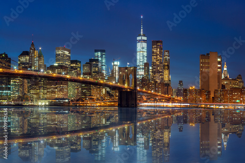 New York - Manhattan Skyline with skyscrapers and Brooklin Bridg