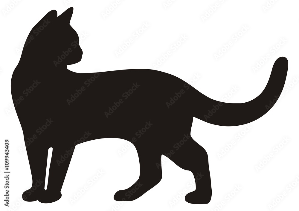 black cat, vector icon, silhouette