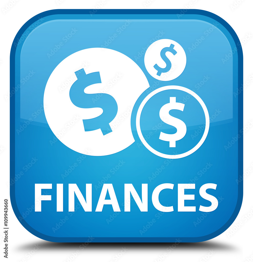 Finances (dollar sign) cyan blue square button Finances (dollar sign) cyan blue square button