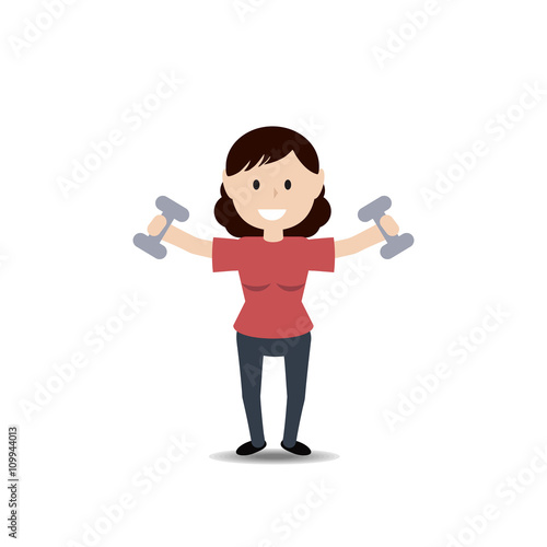 Woman exercising with dumbbells.