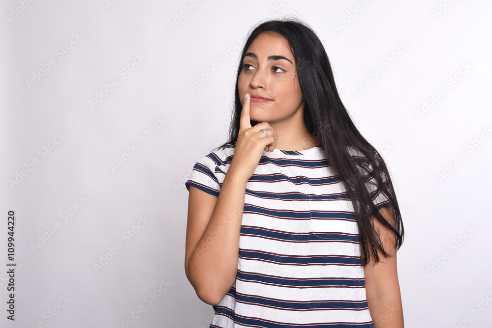 Young woman thoughtful Young woman thoughtful