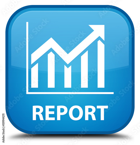 Report  statistics icon  cyan blue square button