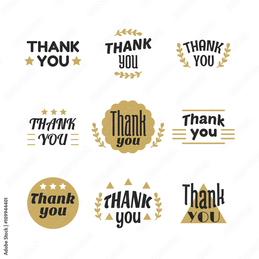 Fototapeta premium Set of vintage style Thank You labels, emblems, stickers, badges