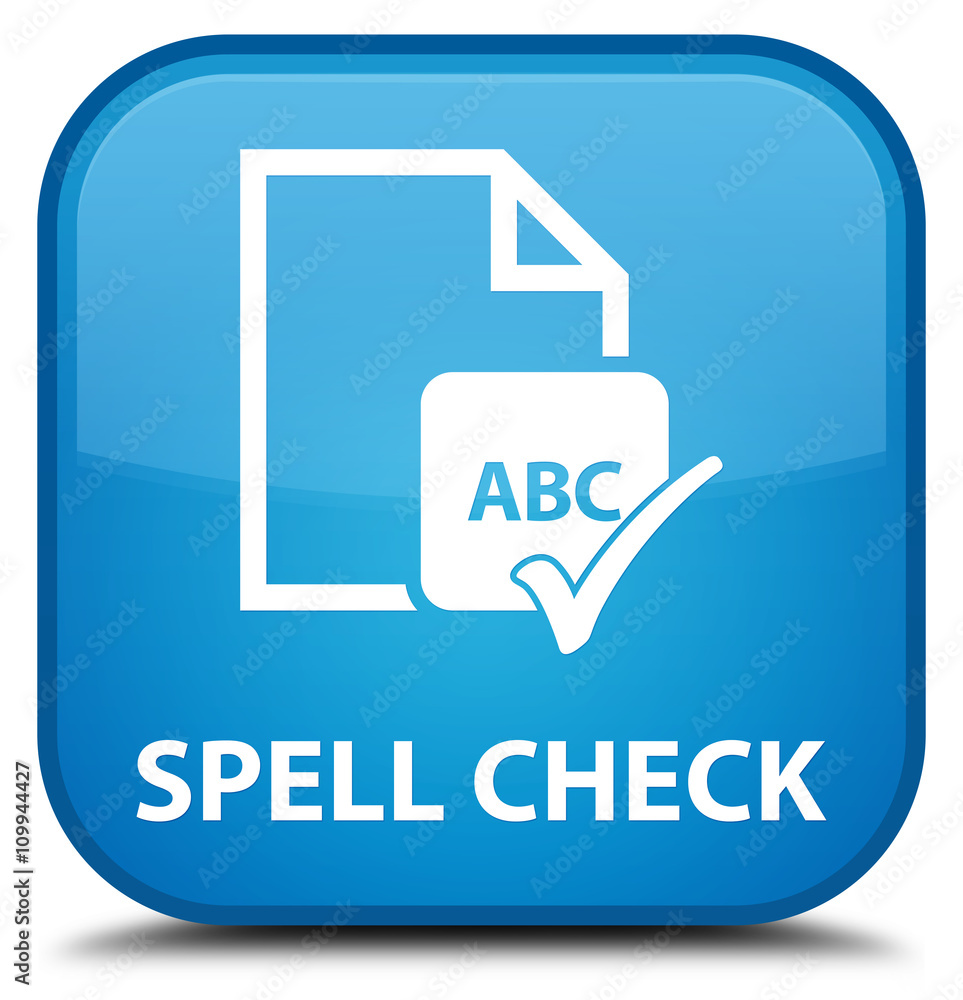 Spell check document cyan blue square button Spell check document cyan blue square button