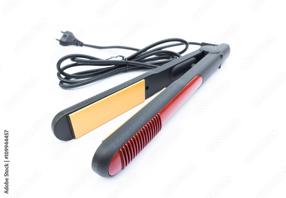 Modern hair straightener on white background Modern hair straightener on white background