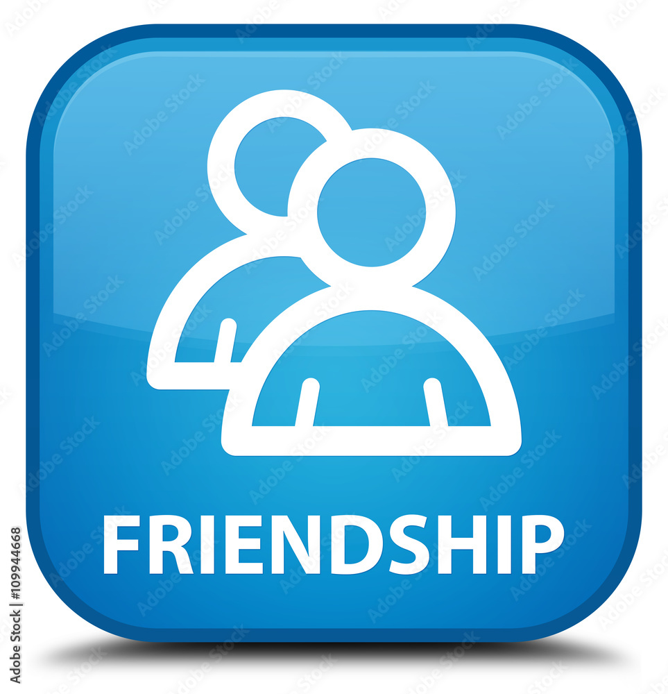 Friendship (group icon) cyan blue square button Friendship (group icon) cyan blue square button