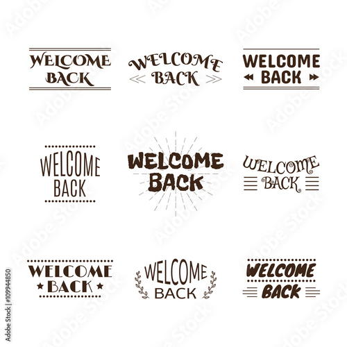 Welcome back collection. Set of 9 labels  emblems  stickers or b