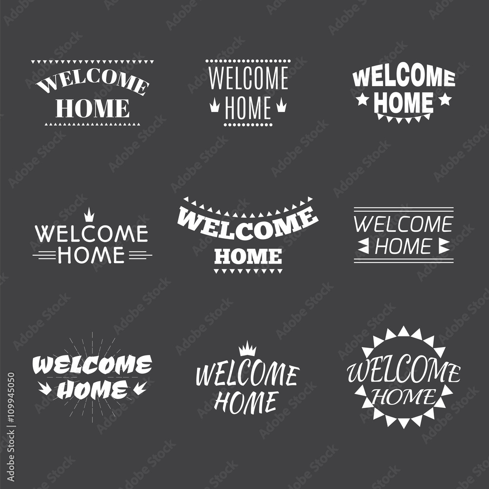 Welcome home collection. Set of 9 labels, emblems, stickers or b Welcome home collection. Set of 9 labels, emblems, stickers or b
