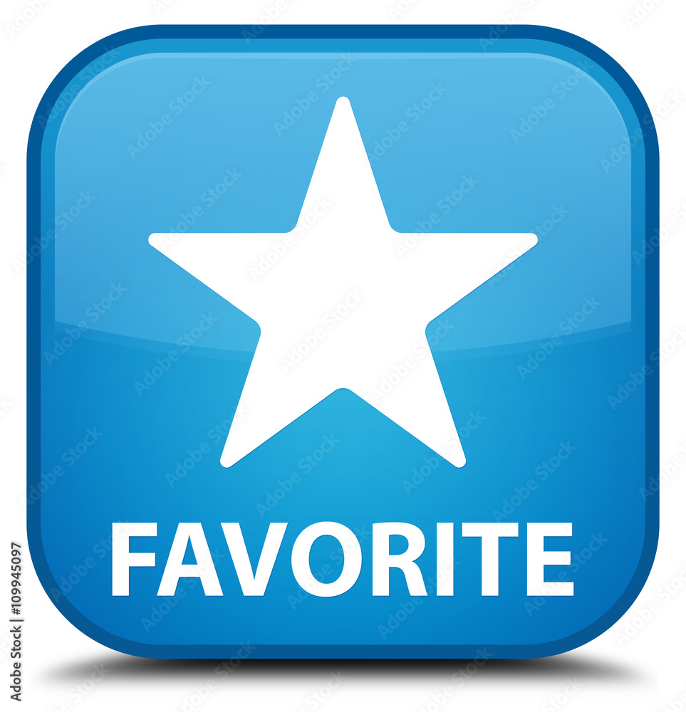Favorite (star icon) cyan blue square button Favorite (star icon) cyan blue square button