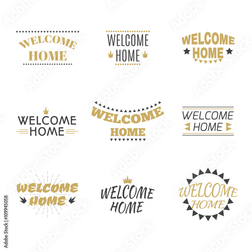 Welcome home collection. Set of labels, emblems, stickers or bad
