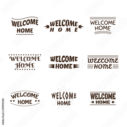 Welcome home design collection. Set of 9 labels, emblems, sticke
