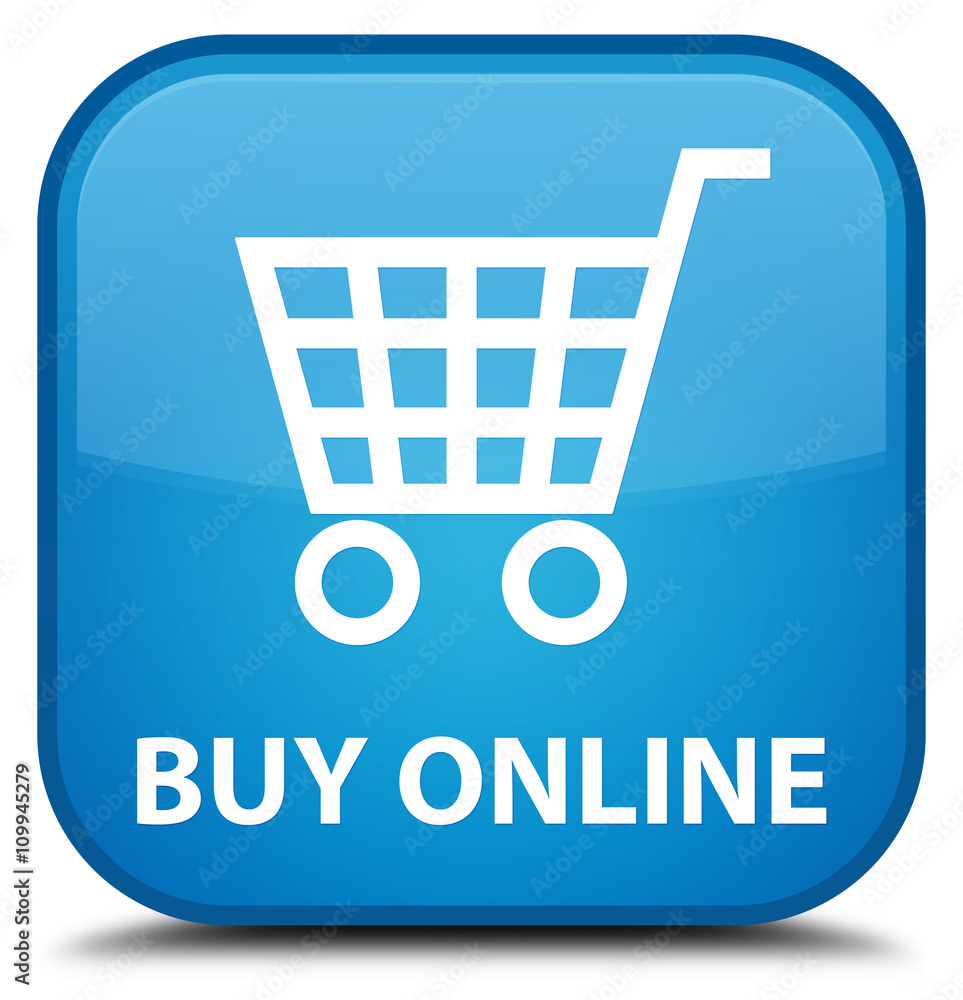 Buy online cyan blue square button Buy online cyan blue square button