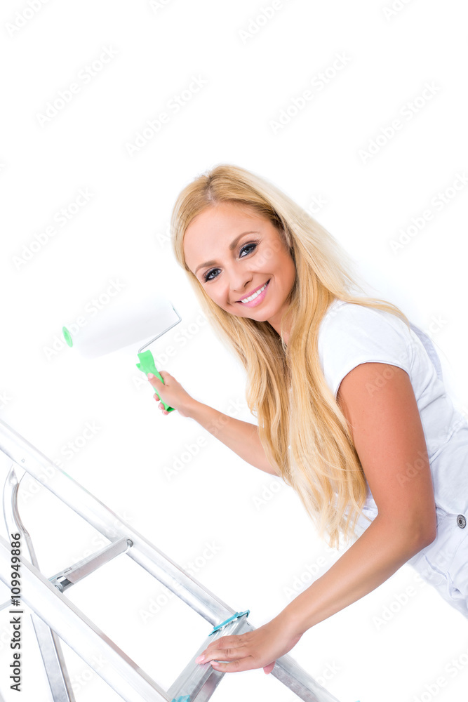 A beautiful young woman painting A beautiful young woman painting