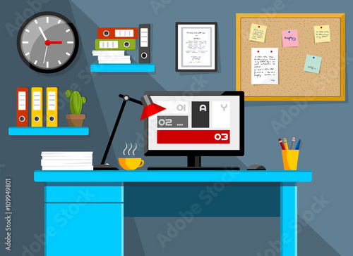 Creative office workspace infographic design 