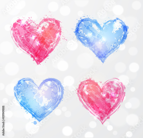Four rose quartz and serenity hearts. Vector illustration with colors of the year.