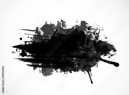 Fotografie, Obraz Black ink grunge splash isolated on white background