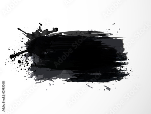 Black ink grunge splash isolated on white background