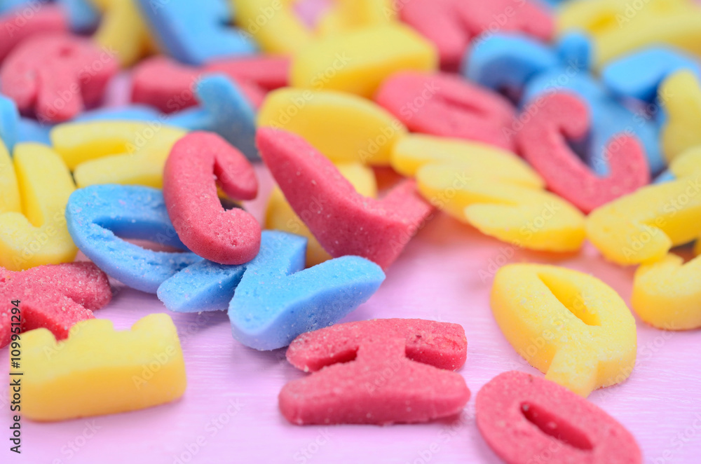 Many colorful sugar letters Many colorful sugar letters