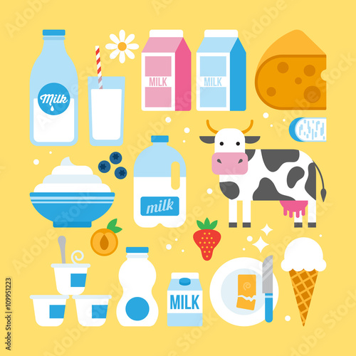 Milk and dairy products icons fro web and graphic design. Milk,