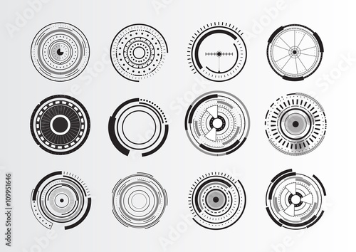 Set of abstract circle elements