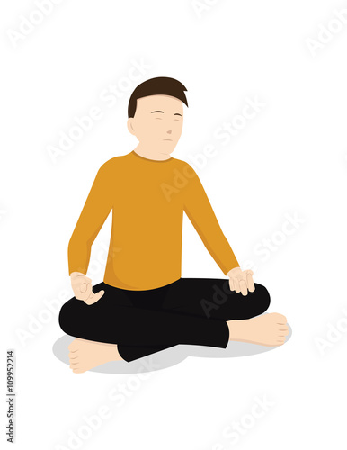 Practising yoga meditation vector flat design