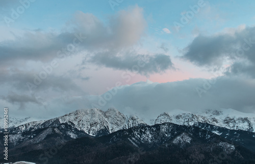 Winter Tatra mountains, Giewont peak in the evening © tomeyk