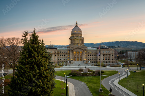 Morning at the Boise Capital building and park