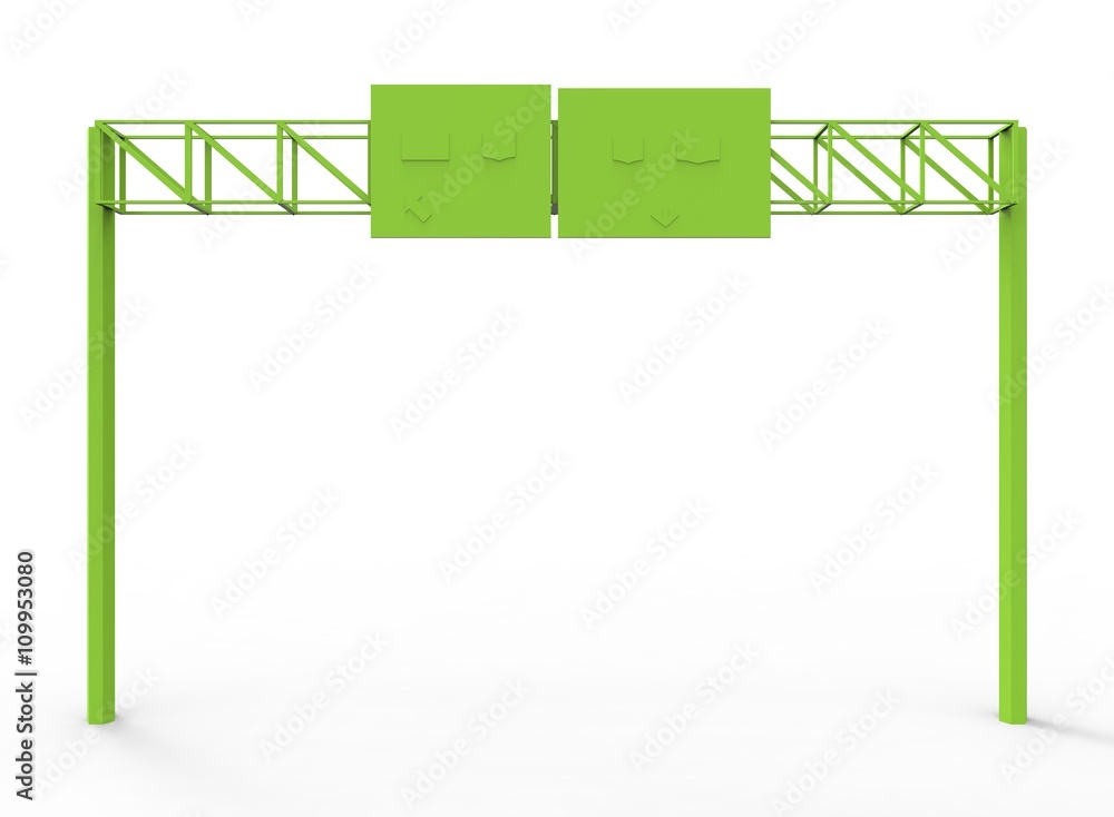 Fototapeta premium simple road sign. 3d illustration on white background. with shadow. icon for game or for site. simple to use. green color